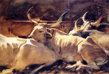 John Singer Sargent Painting - Oxen in Repose John Singer Sargent